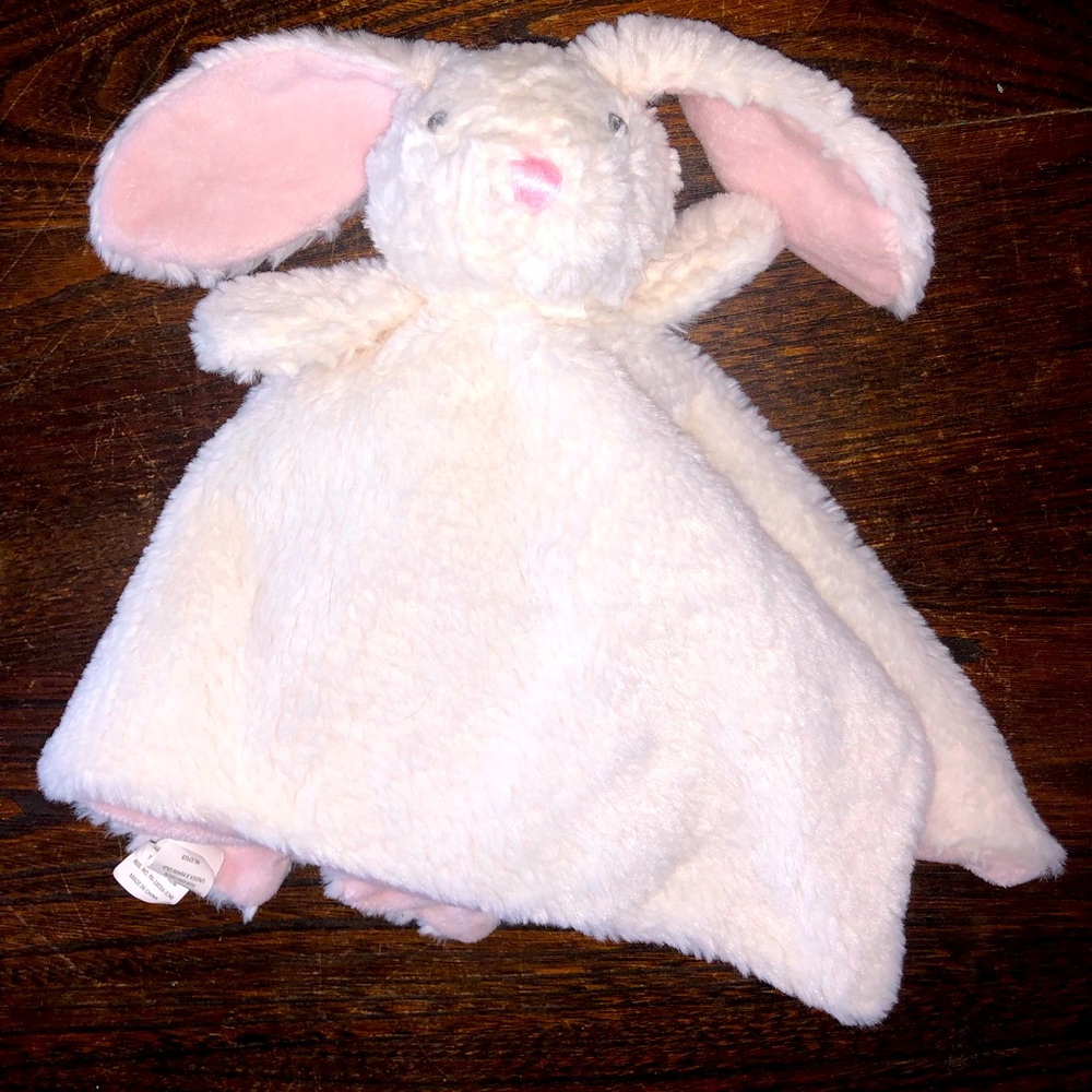 COPY - Mud Pie White Pink Bunny Rabbit Security Blanket/ Lovey Rare Very Soft